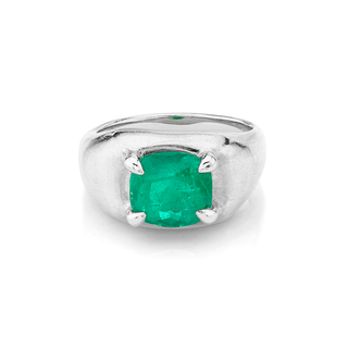 Oracle Ring with Emerald Center by Logan Hollowell Jewelry