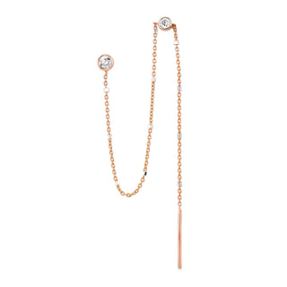 Single Diamond Thread Through Twinkle Earring One Size Rose Gold  by Logan Hollowell Jewelry