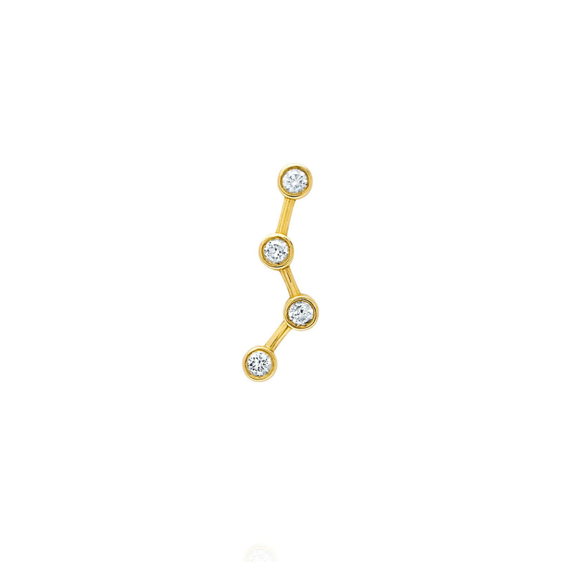 Ursa Major Diamond Split Studs | Ready to Ship Yellow Gold 4 Diamond Earring by Logan Hollowell Jewelry