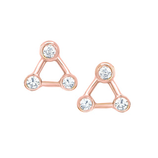 Mini Summer Triangle Diamond Constellation Earrings Rose Gold Pair  by Logan Hollowell Jewelry