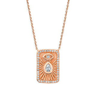 Angel Eye Shield Necklace with Pavé Diamonds Rose Gold 16"-18"  by Logan Hollowell Jewelry