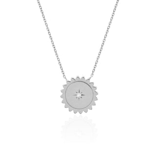 Mini Sunshine Necklace with Star Set Diamond White Gold   by Logan Hollowell Jewelry