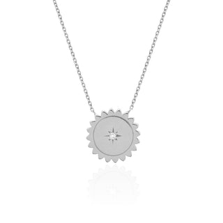 Mini Sunshine Necklace with Star Set Diamond | Ready to Ship White Gold   by Logan Hollowell Jewelry