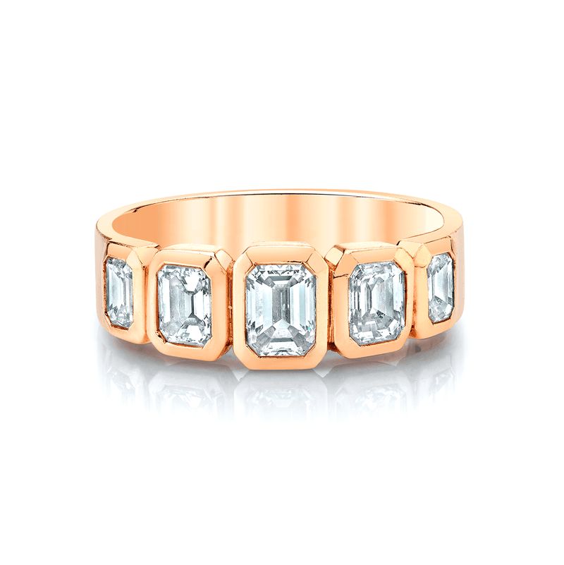 Graduated Emerald Cut Diamond Band Rose Gold 3 5 Diamond by Logan Hollowell Jewelry