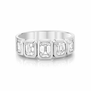 Graduated Emerald Cut Diamond Band 4 White Gold 5 Diamond by Logan Hollowell Jewelry