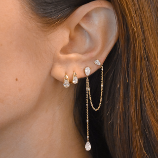 Triple Water Drop Diamond Twinkle Earring    by Logan Hollowell Jewelry