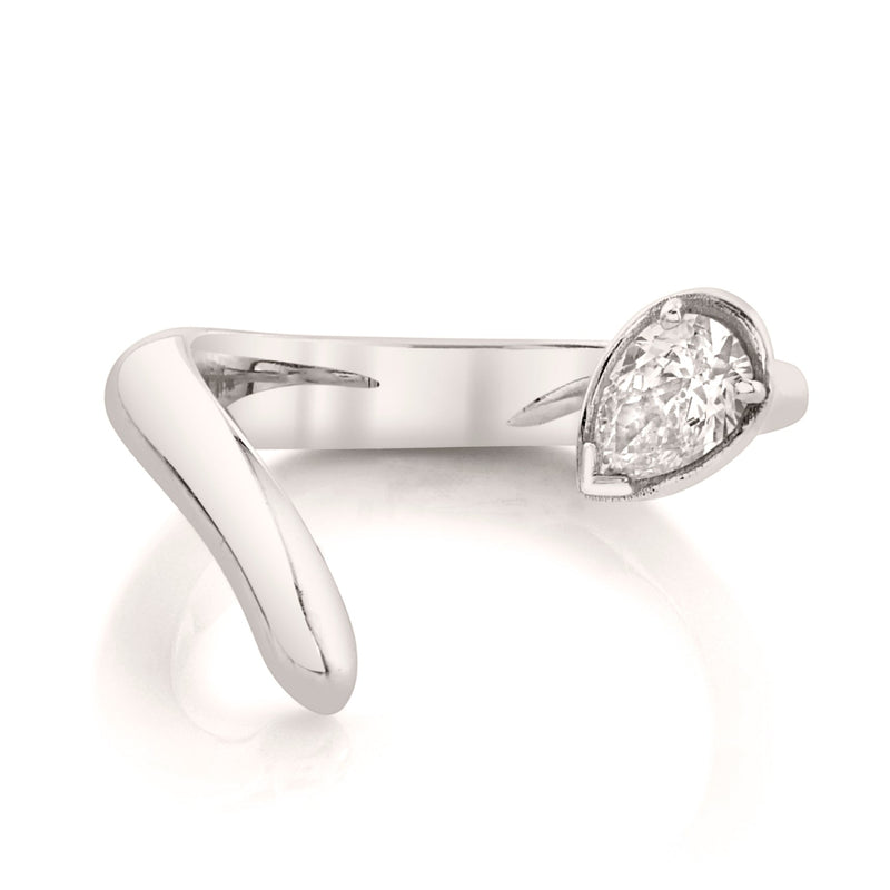 Solid Tusk Ring with Diamond Pear | Ready to Ship by Logan Hollowell Jewelry