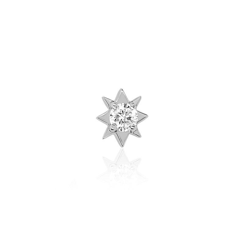 Mini North Star Diamond Studs White Gold Single  by Logan Hollowell Jewelry