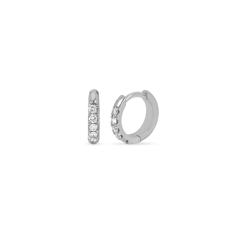 Diamond Mini Goddess Hoops White Gold Pair  by Logan Hollowell Jewelry