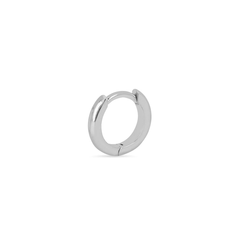 Solid Goddess Hoops White Gold Single  by Logan Hollowell Jewelry
