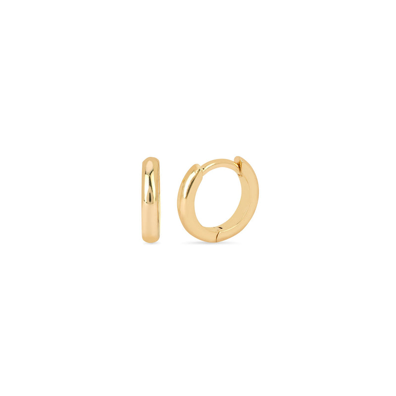Solid Mini Goddess Hoops Yellow Gold Pair  by Logan Hollowell Jewelry