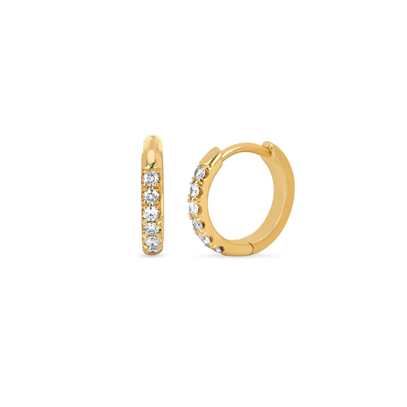 Diamond Goddess Hoops Yellow Gold Pair  by Logan Hollowell Jewelry